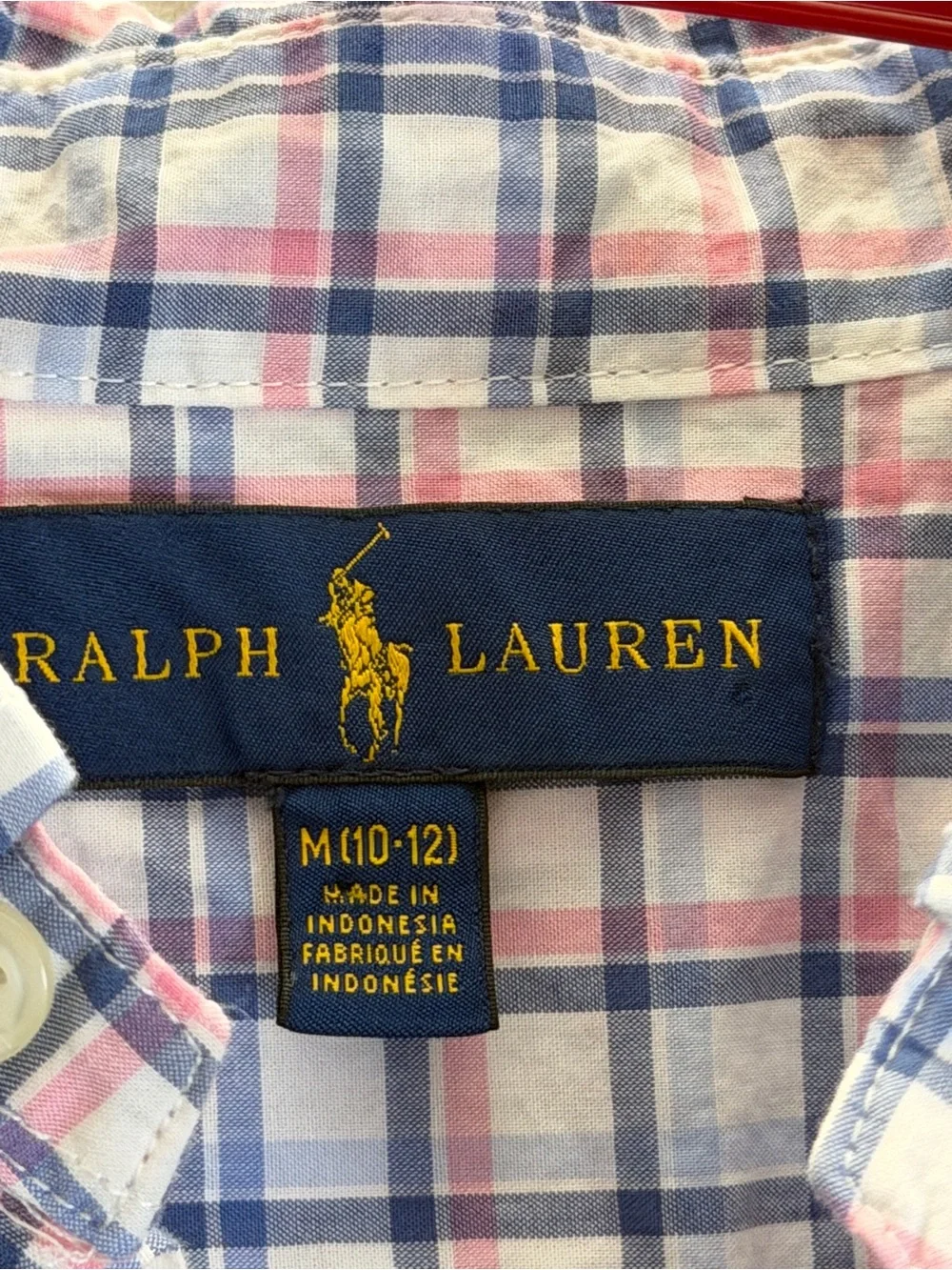 Ralph Lauren White, Blue & Pink Plaid Button-Down Shirt